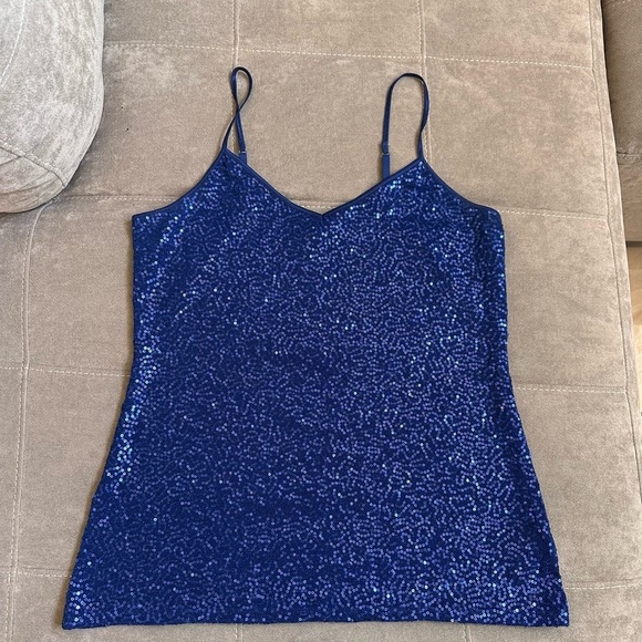 Express Royal Blue Patterned Blouse - Picture 4 of 12